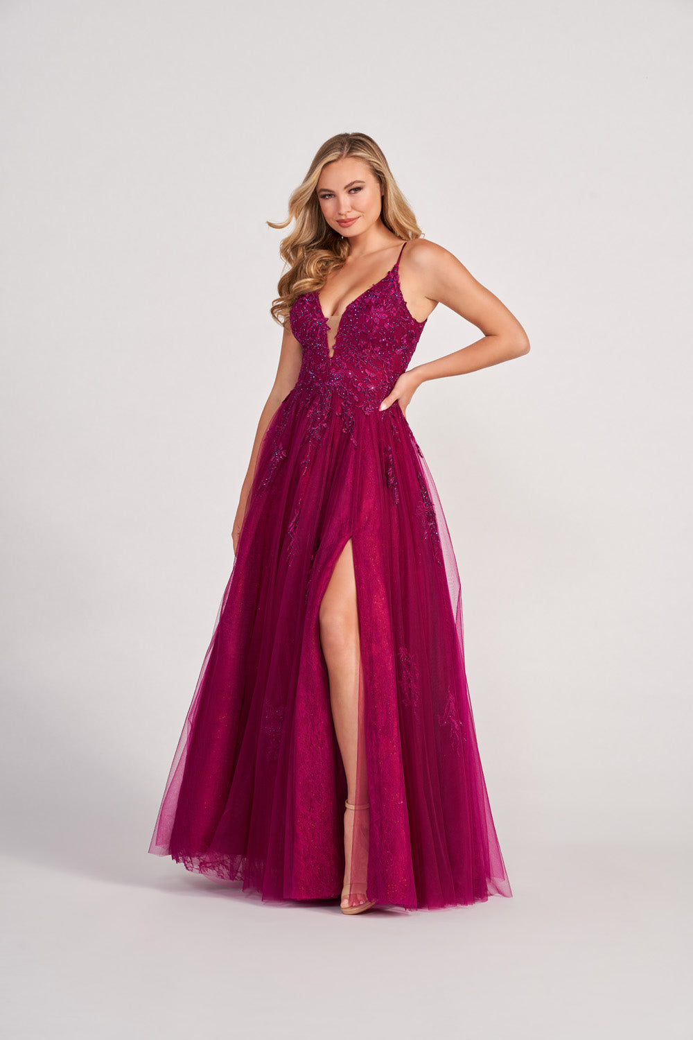 Colette CL2025 prom dress images.  Colette CL2025 is available in these colors: Turquoise, Plum, Sapphire, Emerald, Orange.