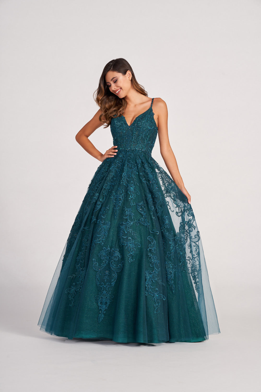 Colette CL2026 prom dress images.  Colette CL2026 is available in these colors: Diamond White, Spruce, Turquoise, Fuchsia, Black, Plum.