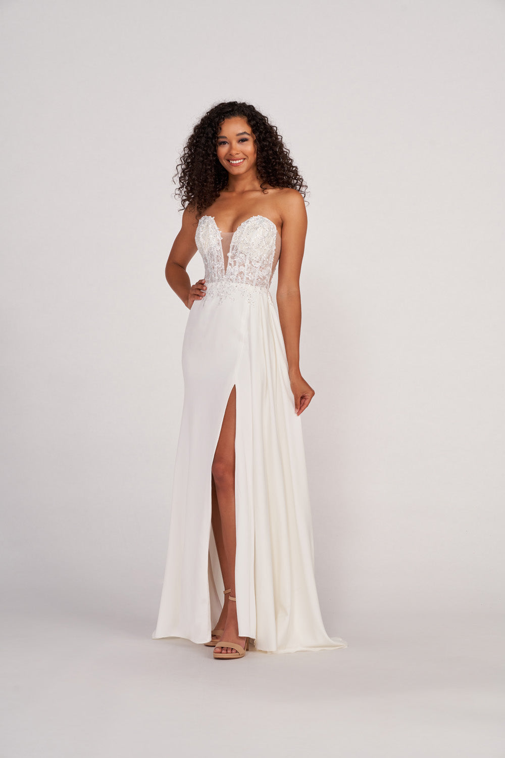 Colette CL2053 prom dress images.  Colette CL2053 is available in these colors: Diamond White, Scarlet, Black.