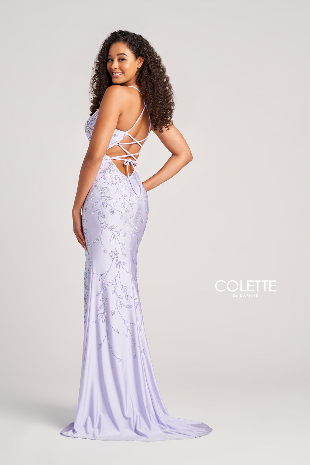 Colette CL5110 prom dress images.  Colette CL5110 is available in these colors: Aqua, Lilac, Pink, Purple.