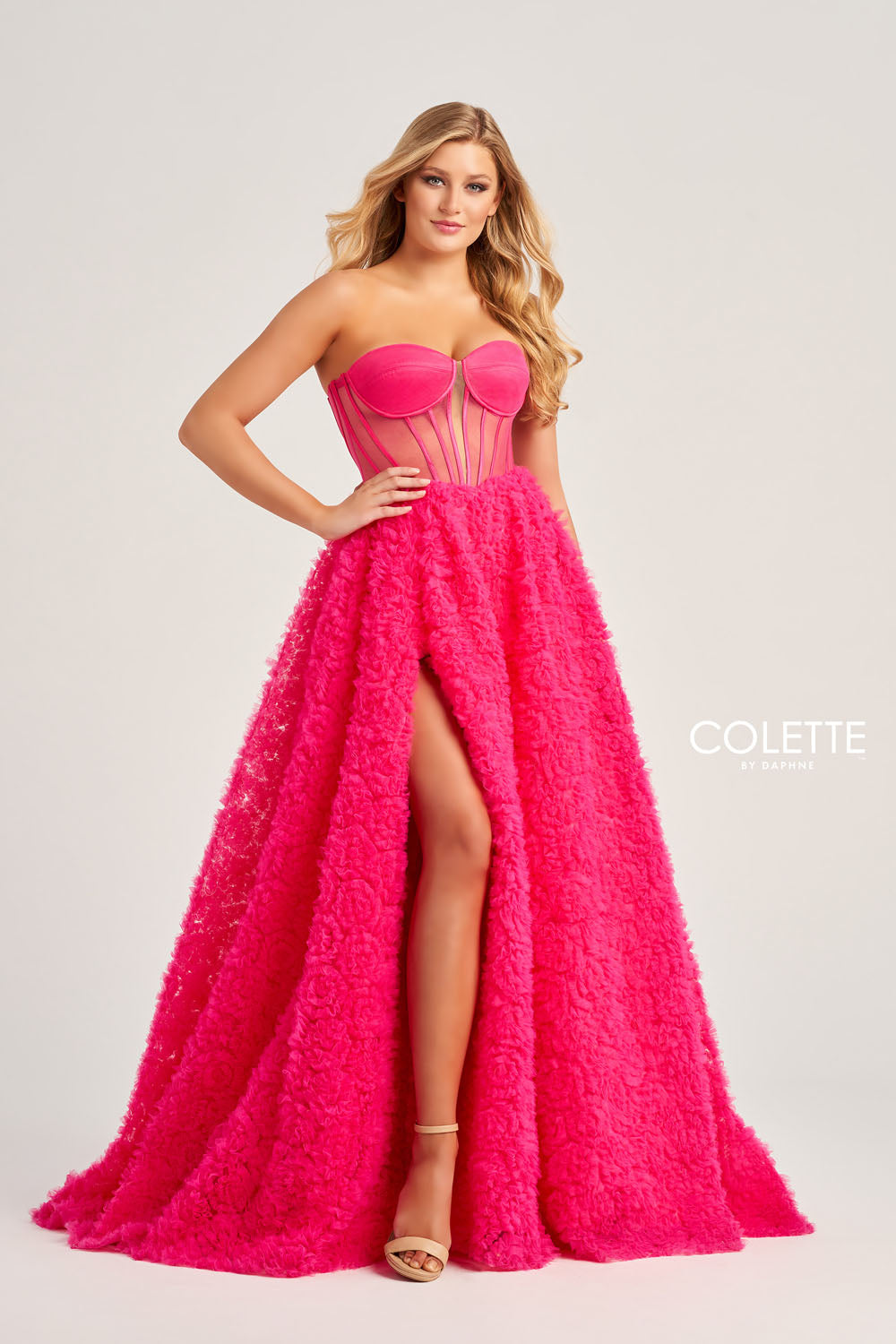 Colette CL5114 prom dress images.  Colette CL5114 is available in these colors: Pink, Red, Black, Turquoise.