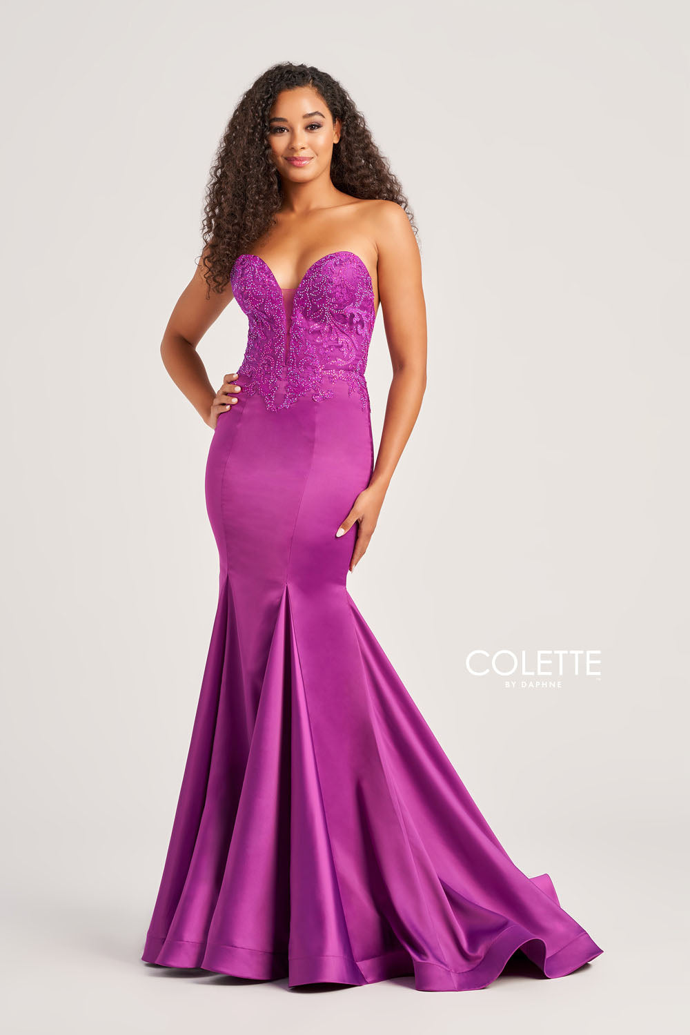 Colette CL5116 prom dress images.  Colette CL5116 is available in these colors: Amethyst, Teal, Wine.