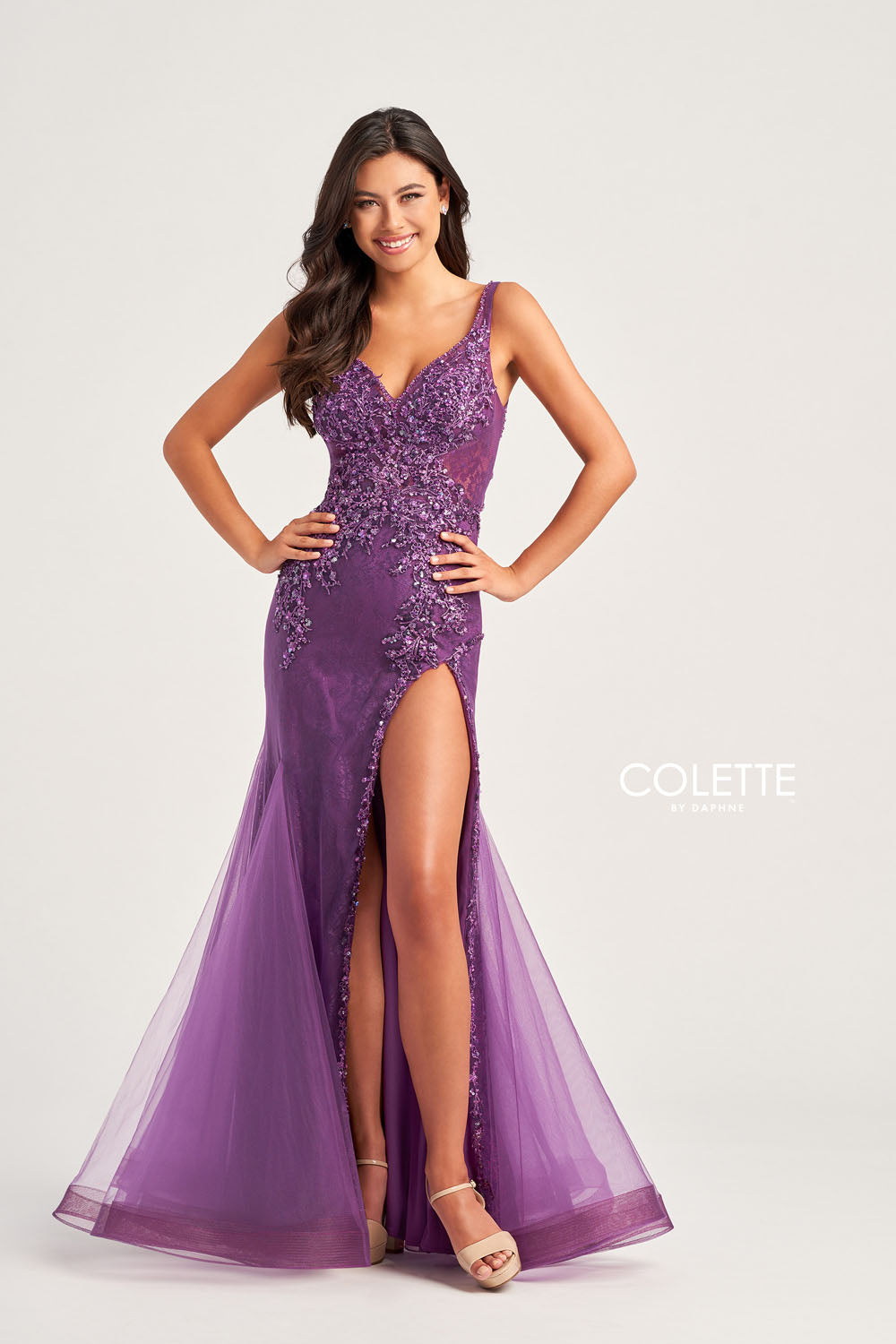 Colette CL5122 prom dress images.  Colette CL5122 is available in these colors: Berry, Teal, Plum.