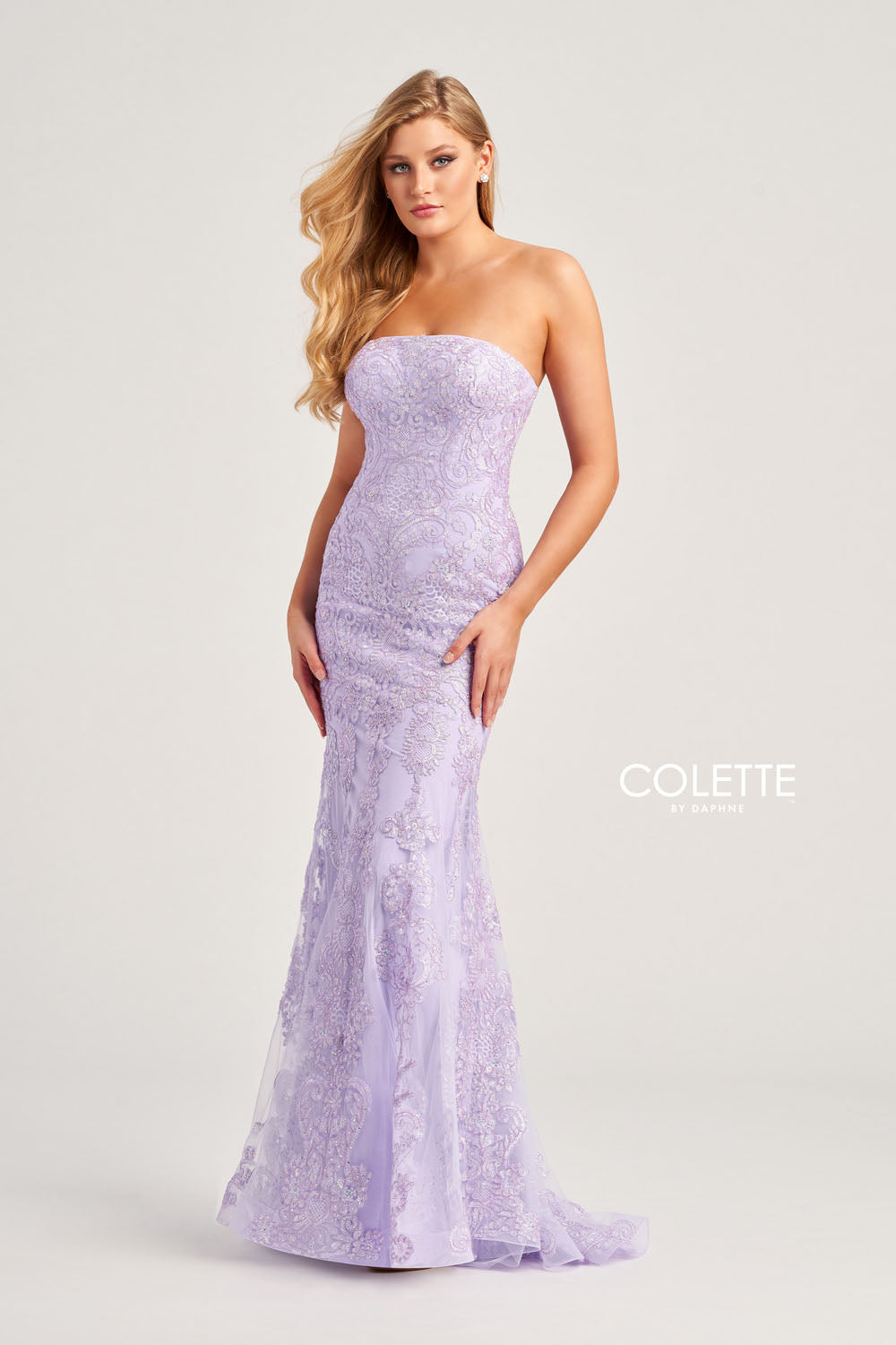 Colette CL5123 prom dress images.  Colette CL5123 is available in these colors: Sunshine, Royal Blue, Lilac, Blush.