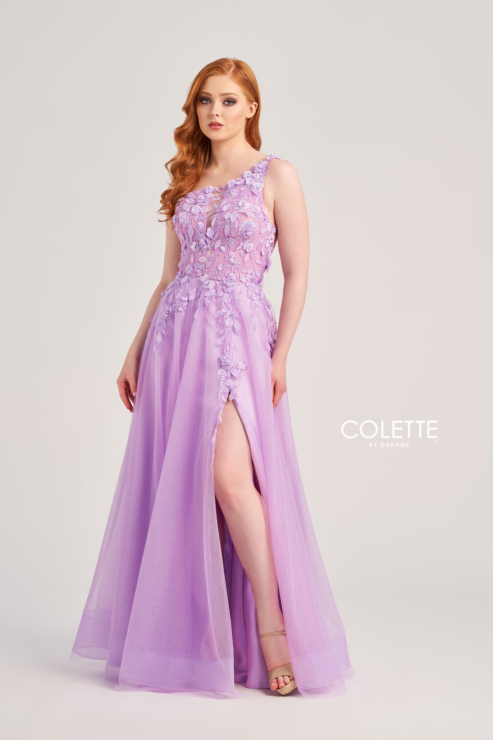 Colette CL5124 prom dress images.  Colette CL5124 is available in these colors: Buttercup, Lilac, Sky Blue.