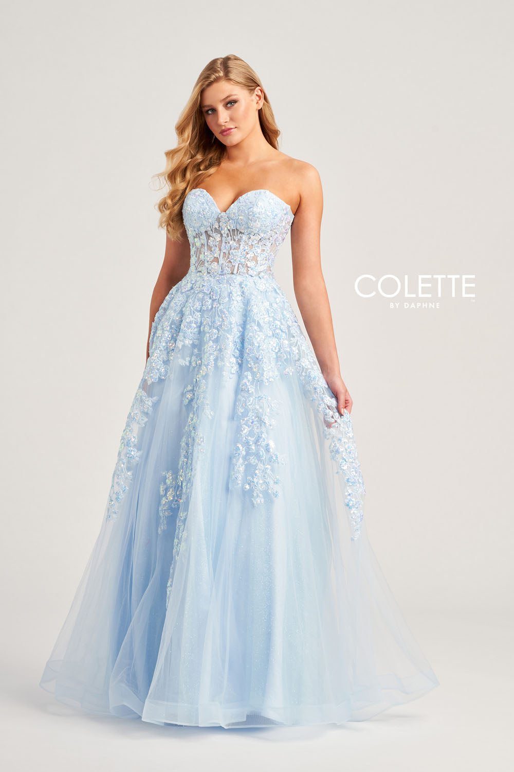 Colette CL5136 prom dress images.  Colette CL5136 is available in these colors: Scarlet, Light Blue, Navy Blue Gold, Lilac.