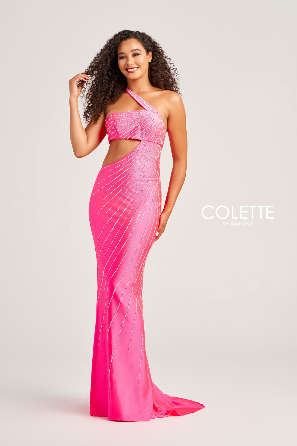 Colette CL5139 prom dress images.  Colette CL5139 is available in these colors: Charcoal, Black, Purple, Ocean Blue, Hot Pink.