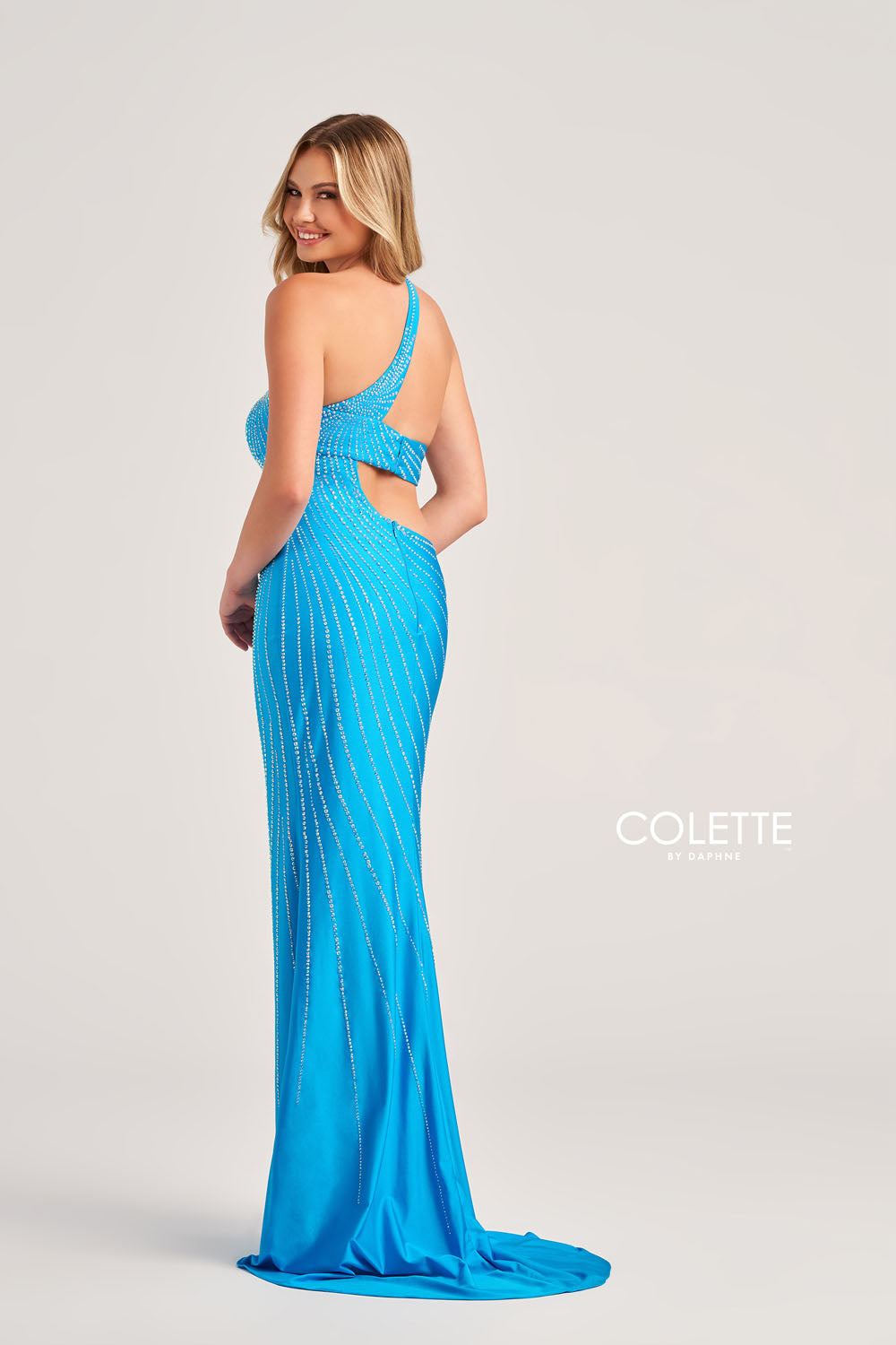 Colette CL5139 prom dress images.  Colette CL5139 is available in these colors: Charcoal, Black, Purple, Ocean Blue, Hot Pink.