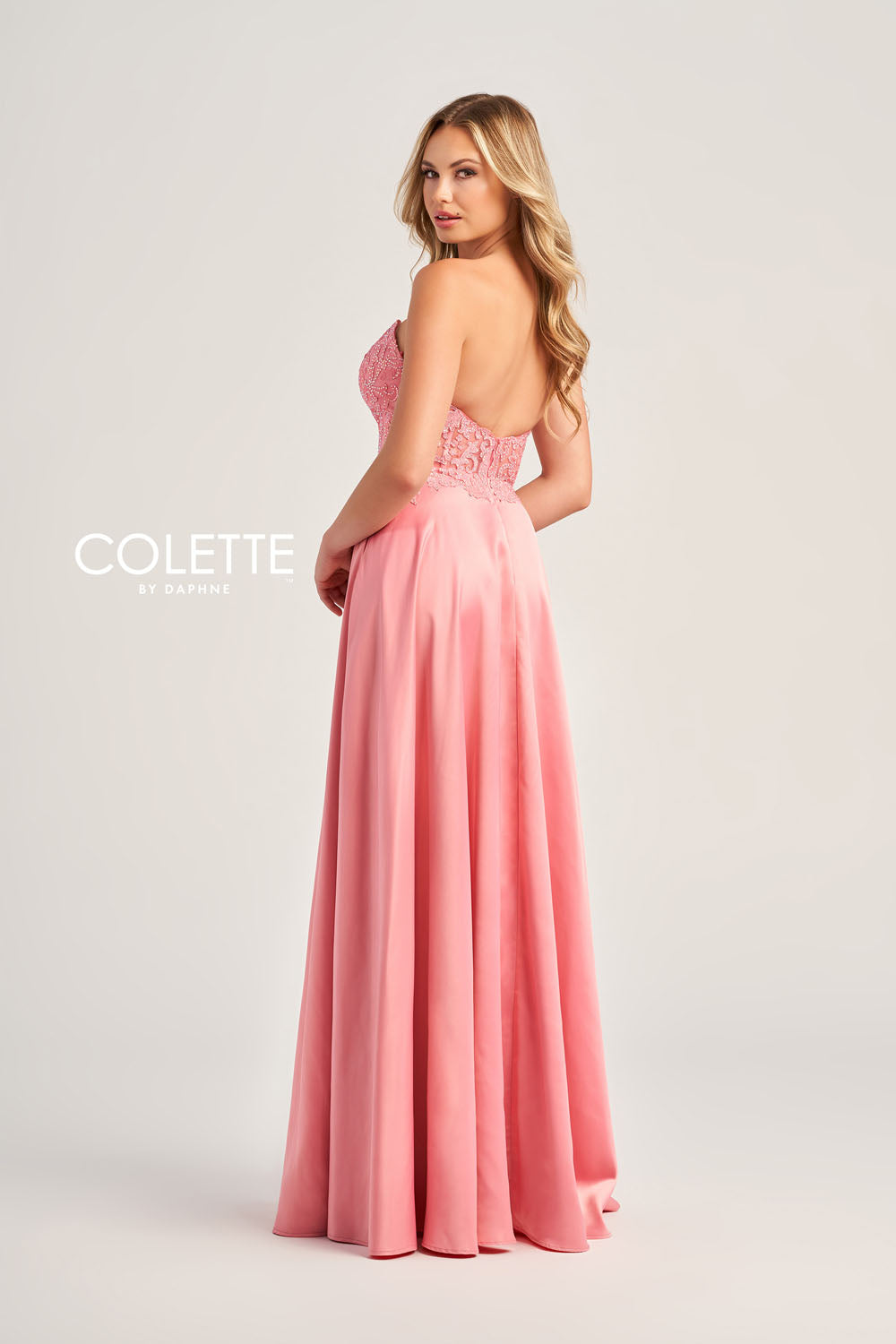 Colette CL5142 prom dress images.  Colette CL5142 is available in these colors: Pink, Ocean Blue, Diamond White.