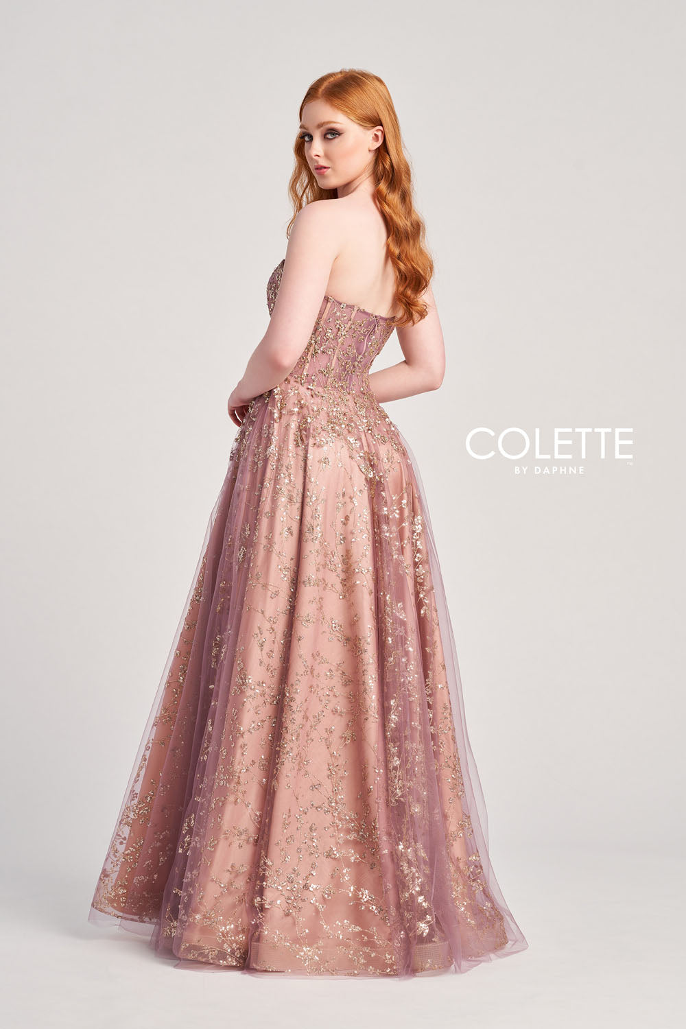 Colette CL5144 prom dress images.  Colette CL5144 is available in these colors: Jade Silver, Heather Rose Gold.