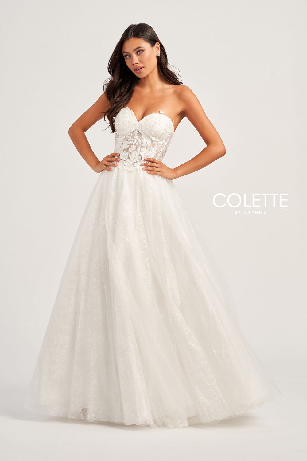 Colette CL5153 prom dress images.  Colette CL5153 is available in these colors: Rosewood, Diamond White.