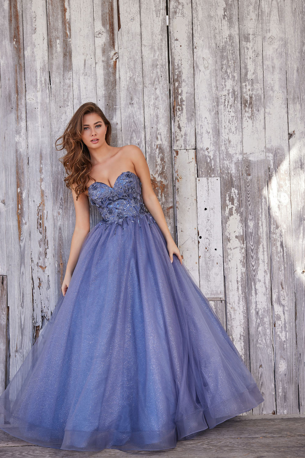 Colette CL5161 prom dress images.  Colette CL5161 is available in these colors: Steel Blue, Turquoise.