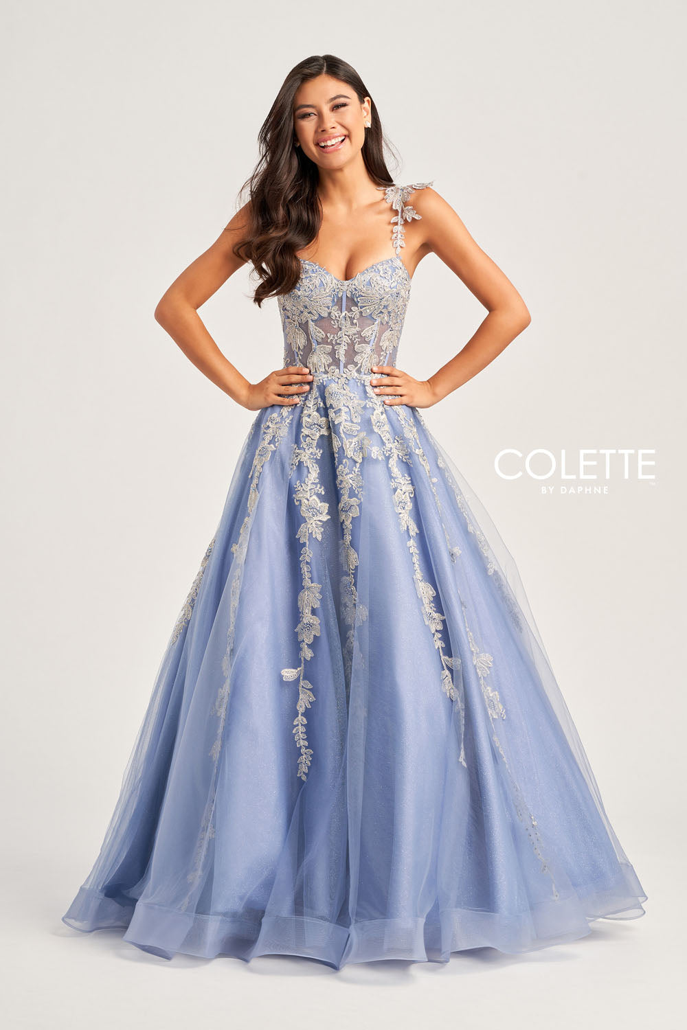 Colette CL5165 prom dress images.  Colette CL5165 is available in these colors: Mauve, Periwinkle, Sage.