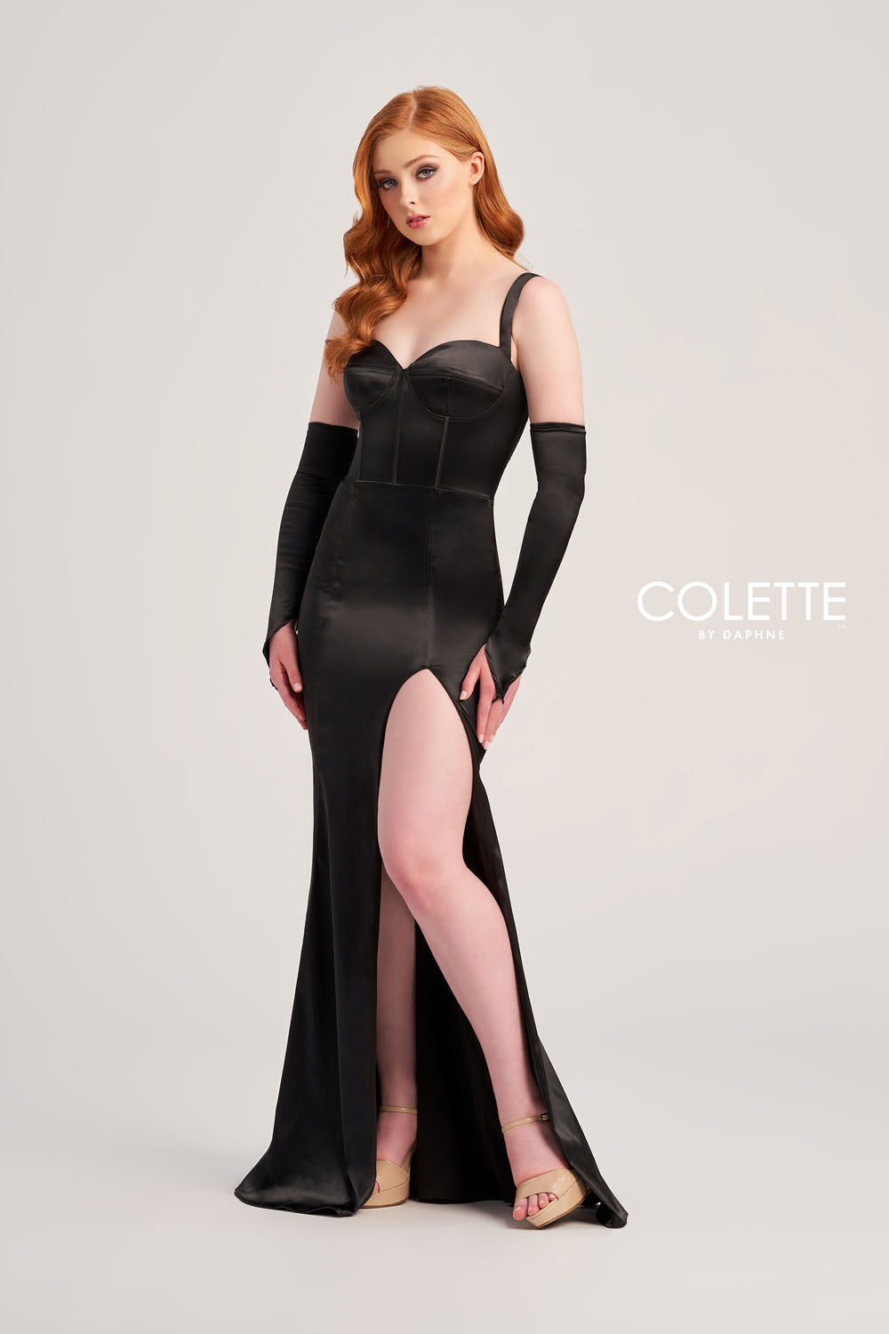 Colette CL5252 prom dress images.  Colette CL5252 is available in these colors: Scarlet, Royal Blue, Black, Ice Blue, Fuchsia.