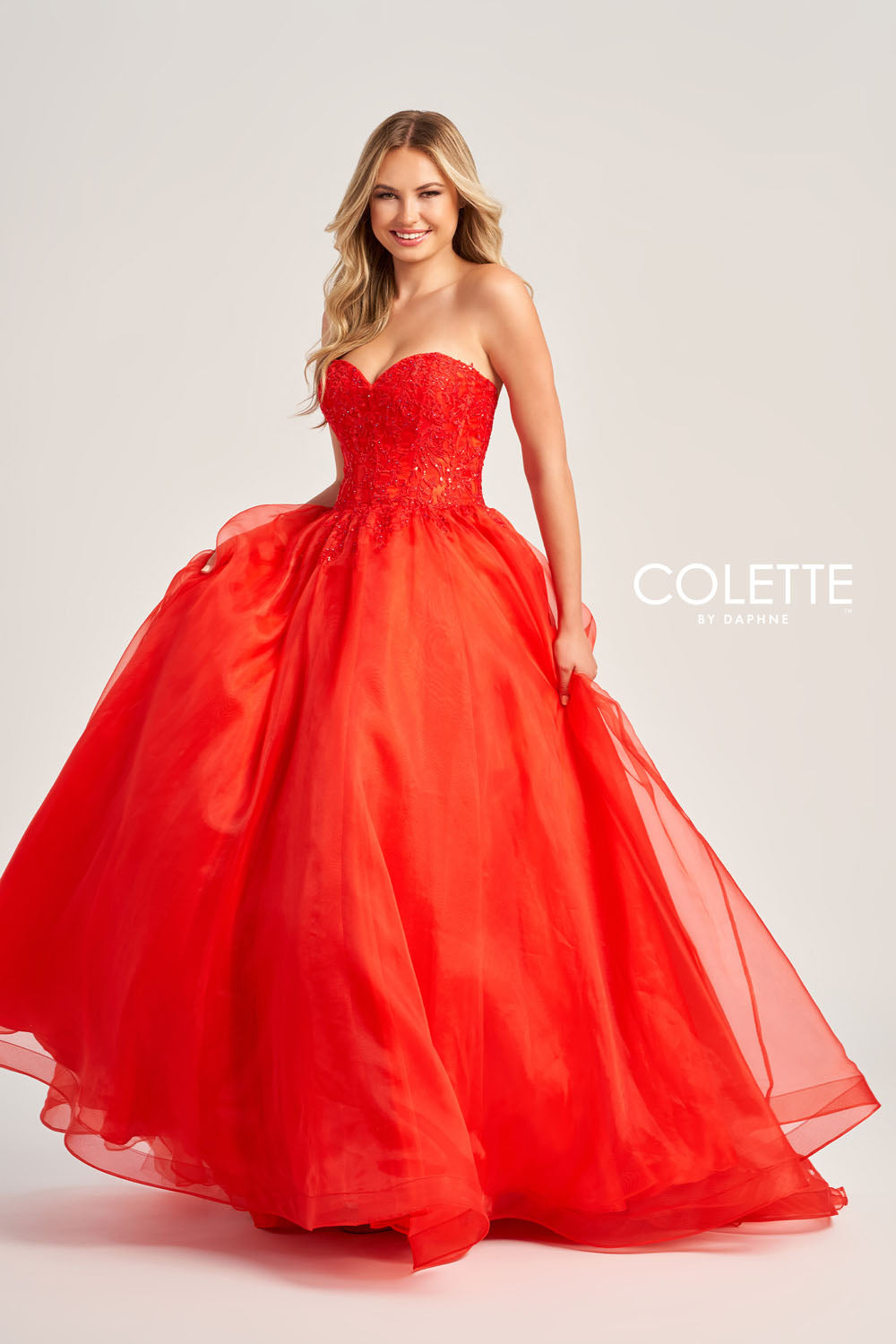 Colette CL5265 prom dress images.  Colette CL5265 is available in these colors: Red, Light Blue, Royal Blue.