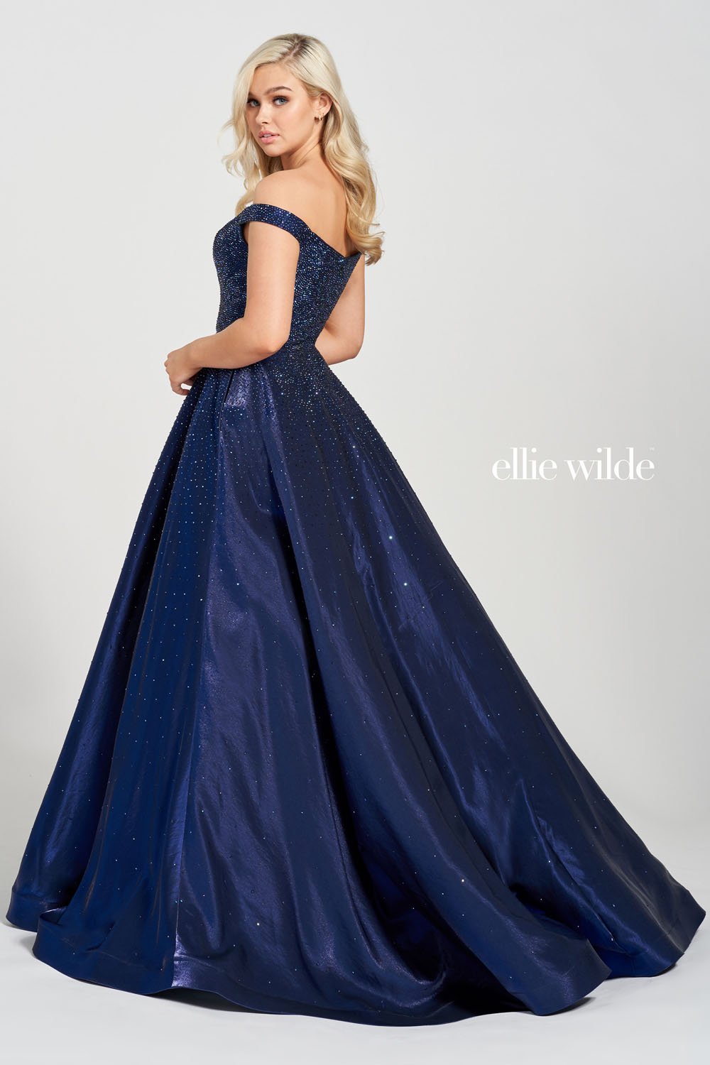 Ellie Wilde EW122106 prom dress images.  Ellie Wilde EW122106 is available in these colors: Red, Black, Beige Silver, Wine, Navy Blue.