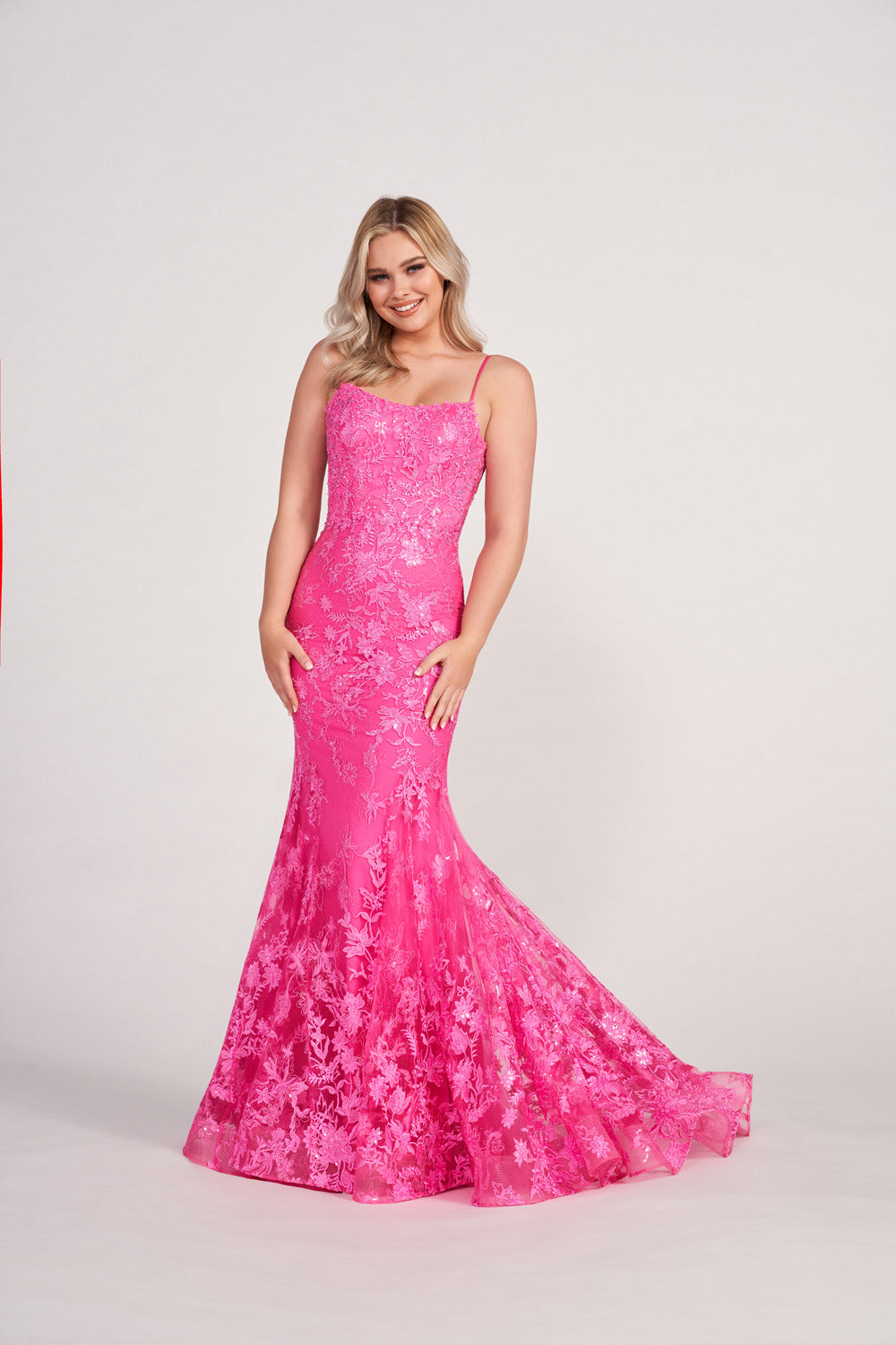 Ellie Wilde EW34009 prom dress images.  Ellie Wilde EW34009 is available in these colors: Cerise, Emerald, Light Blue, Ruby.