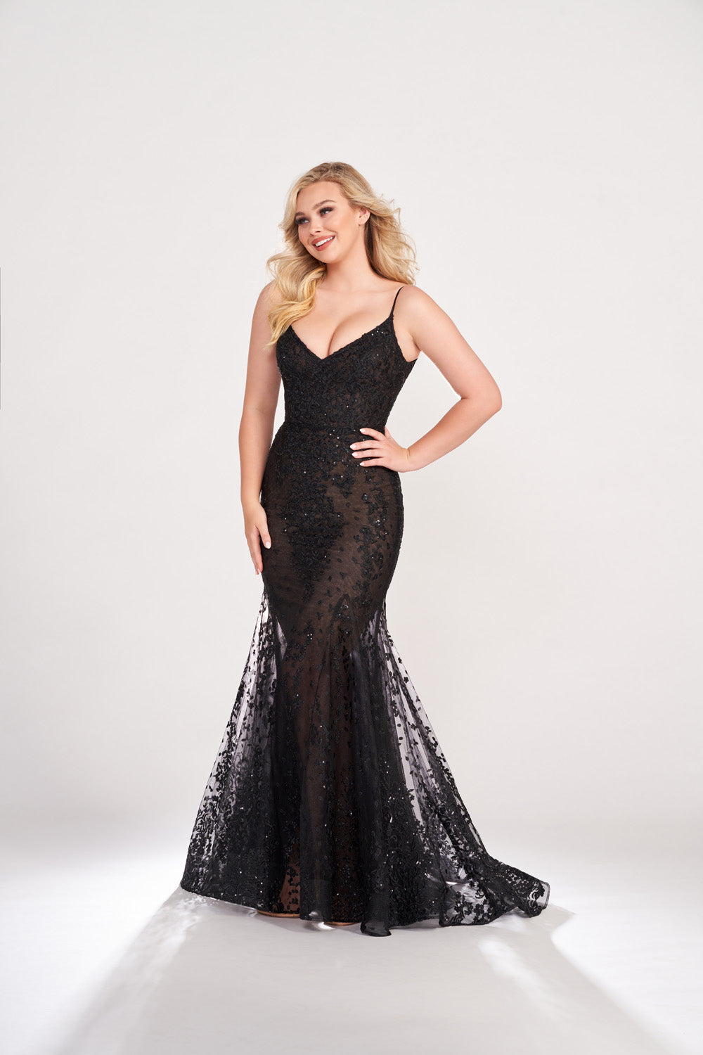 Ellie Wilde EW34030 prom dress images.  Ellie Wilde EW34030 is available in these colors: Red, Black, Royal Blue, Hot Pink.