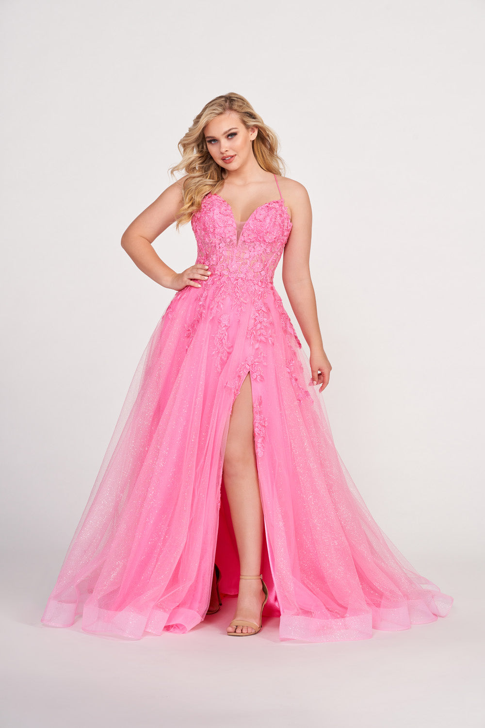 Ellie Wilde EW34042 prom dress images.  Ellie Wilde EW34042 is available in these colors: Lapis, Lilac, Black, Hot Pink.