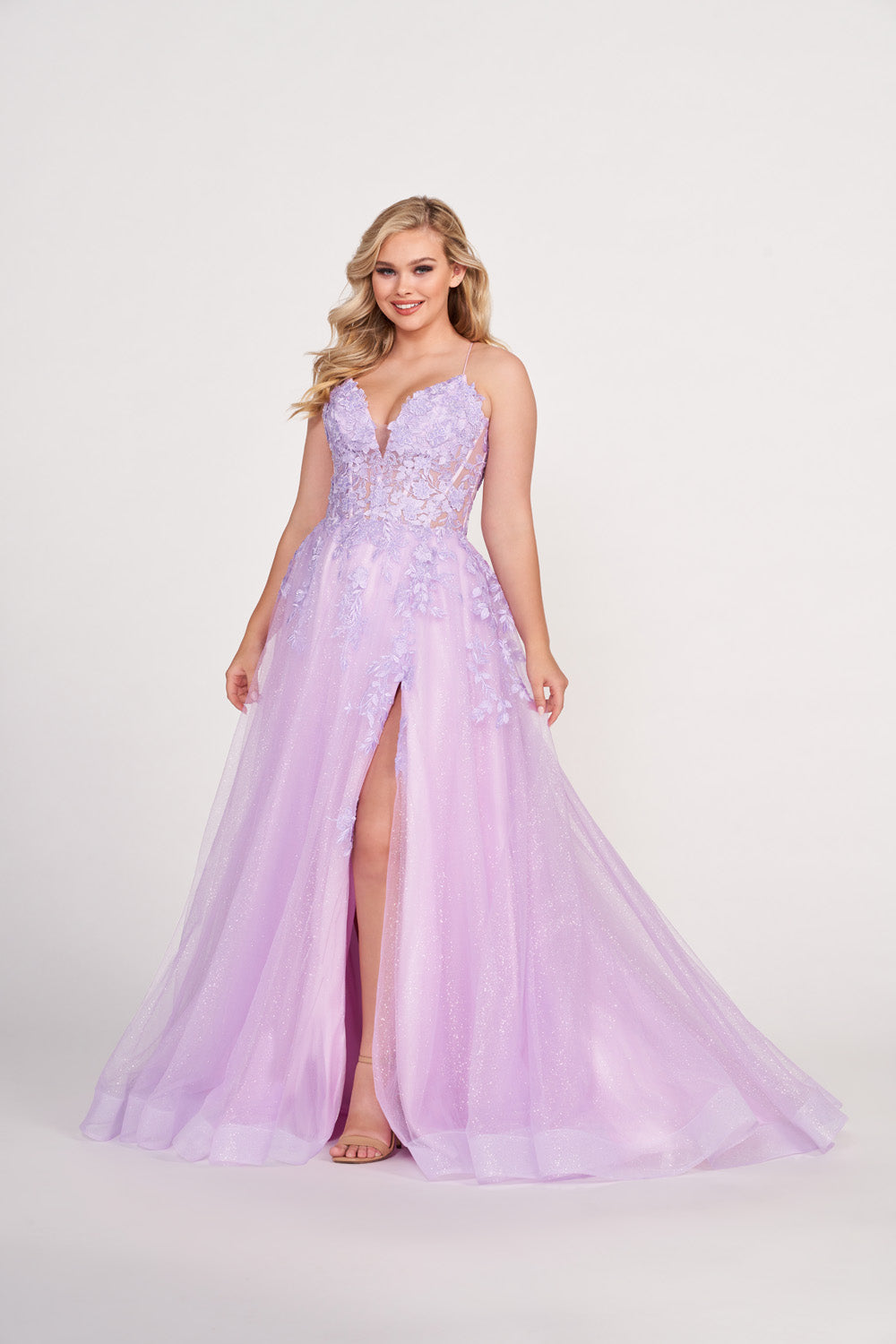 Ellie Wilde EW34042 prom dress images.  Ellie Wilde EW34042 is available in these colors: Lapis, Lilac, Black, Hot Pink.