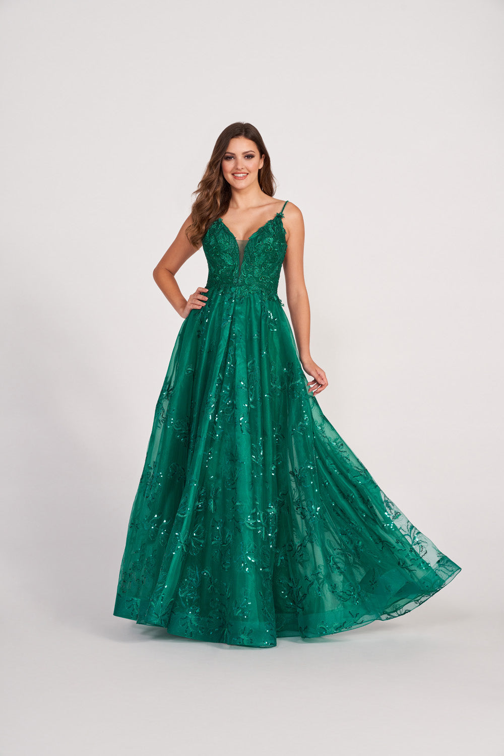 Ellie Wilde EW34051 prom dress images.  Ellie Wilde EW34051 is available in these colors: Lavender, Emerald, Magenta, Royal Blue, Yellow.