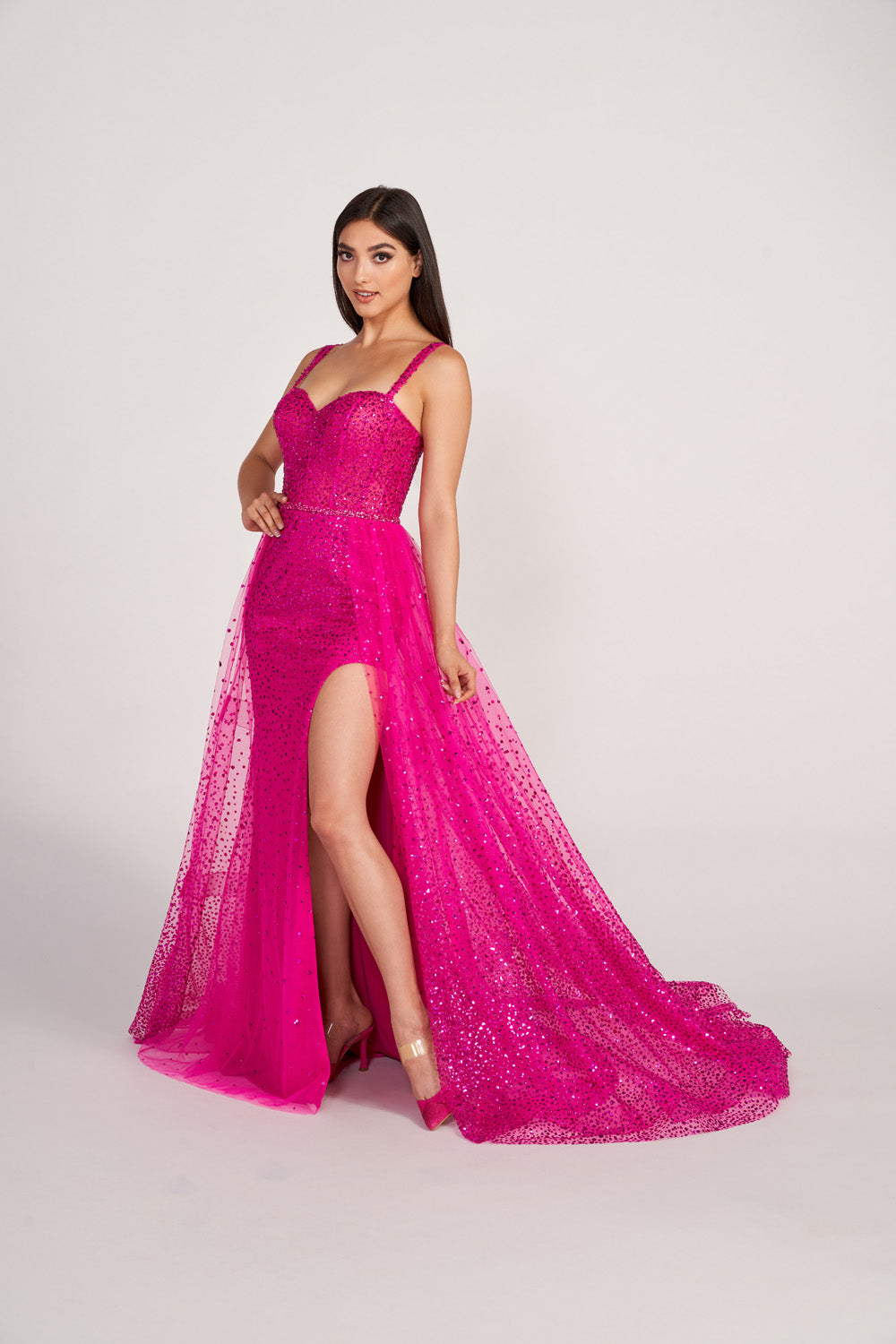 Ellie Wilde EW34104 prom dress images.  Ellie Wilde EW34104 is available in these colors: Hot Pink, Royal Blue.