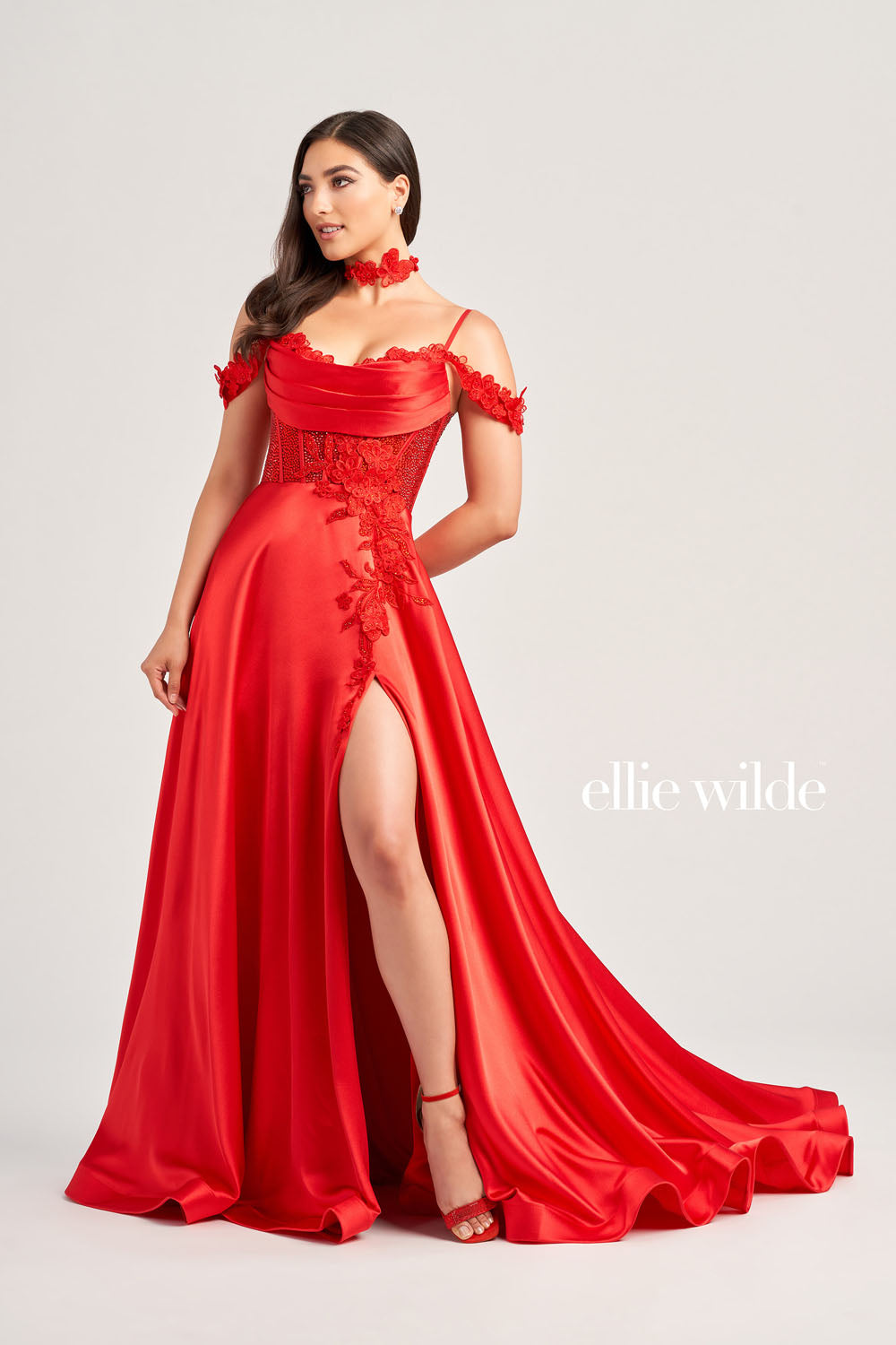 Ellie Wilde EW35029 prom dress images.  Ellie Wilde EW35029 is available in these colors: Black,	 Red.