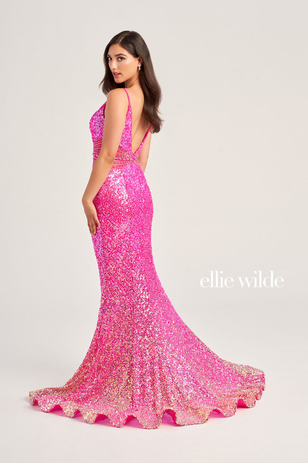 Ellie Wilde EW35044 prom dress images.  Ellie Wilde EW35044 is available in these colors: Hot Pink, Ocean Blue.