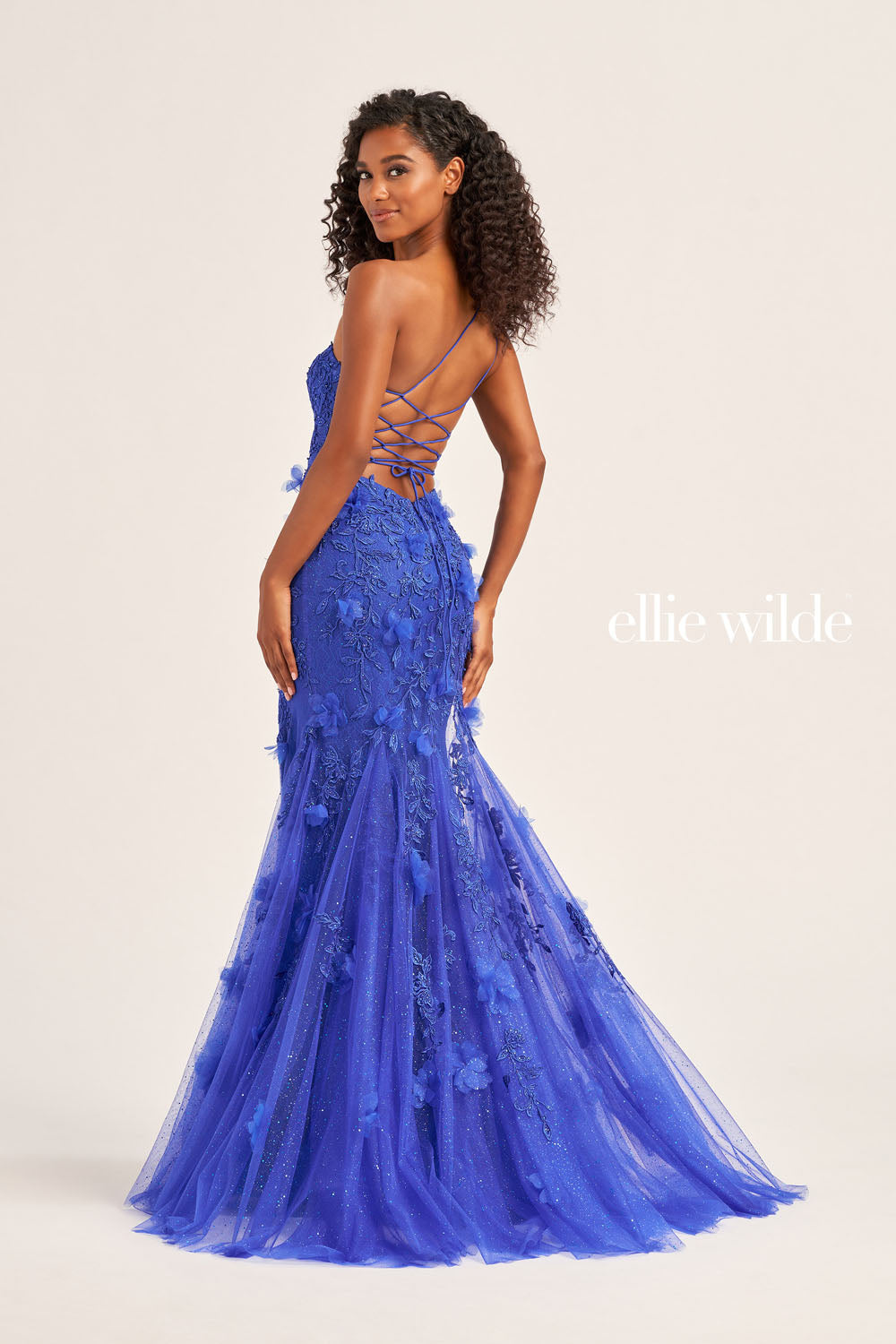 Ellie Wilde EW35049 prom dress images.  Ellie Wilde EW35049 is available in these colors: Emerald, Dark Red, Royal Blue.