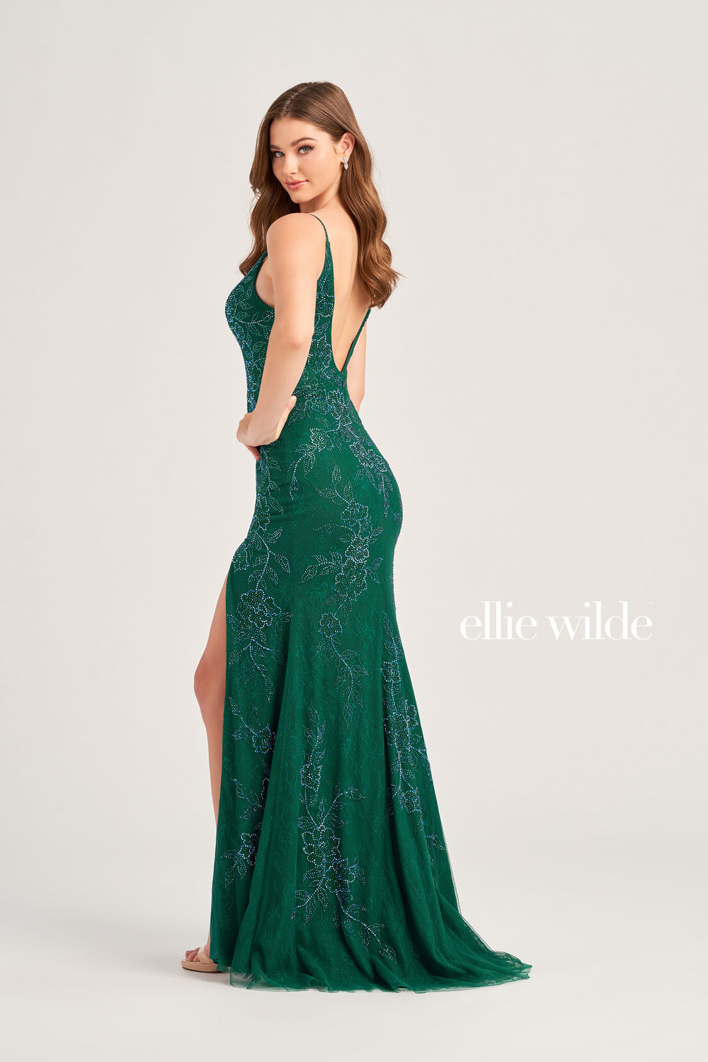 Ellie Wilde EW35062 prom dress images.  Ellie Wilde EW35062 is available in these colors: Emerald, Royal Blue, Lilac.