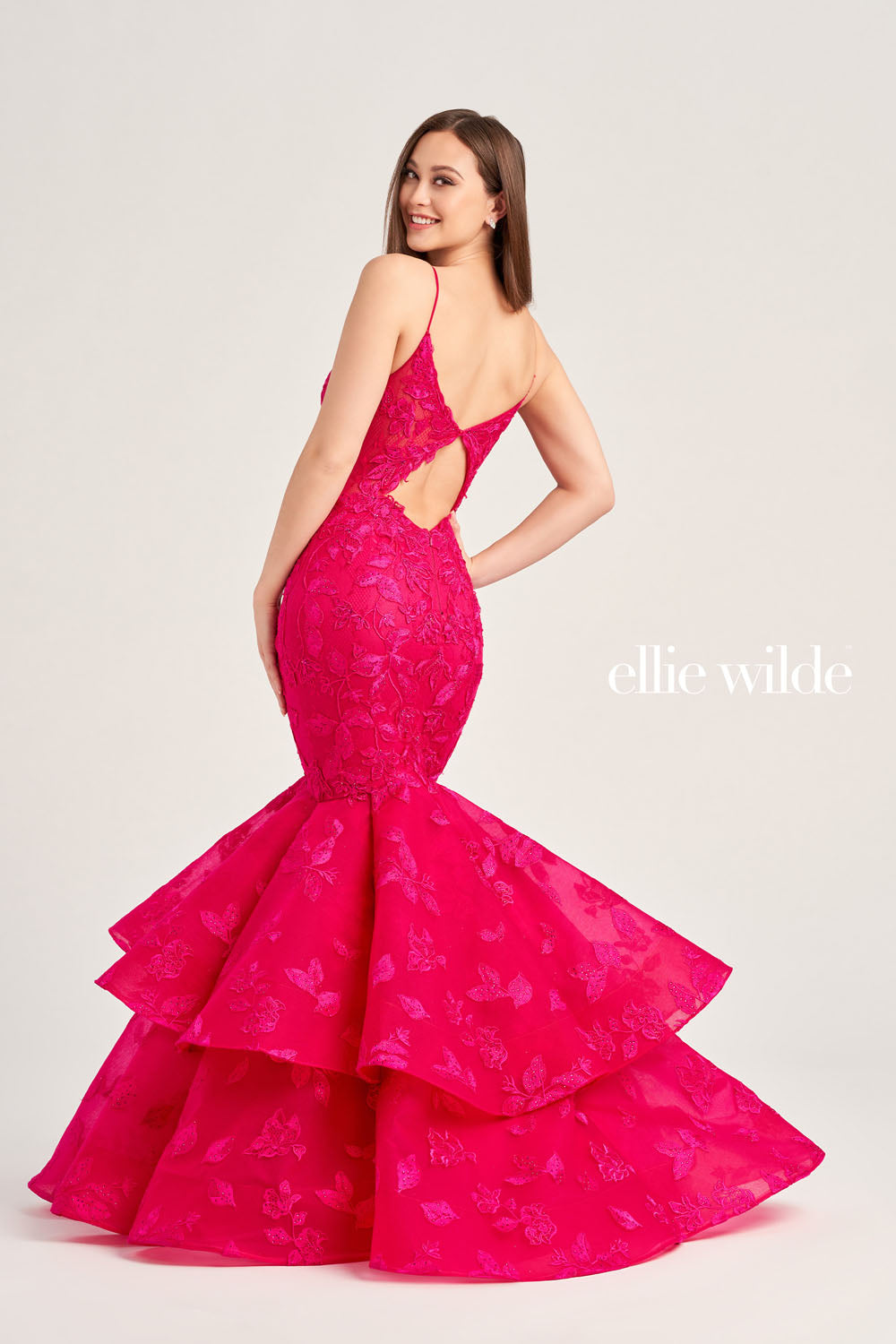 Ellie Wilde EW35092 prom dress images.  Ellie Wilde EW35092 is available in these colors: Magenta, Emerald, Strawberry, Navy Blue.