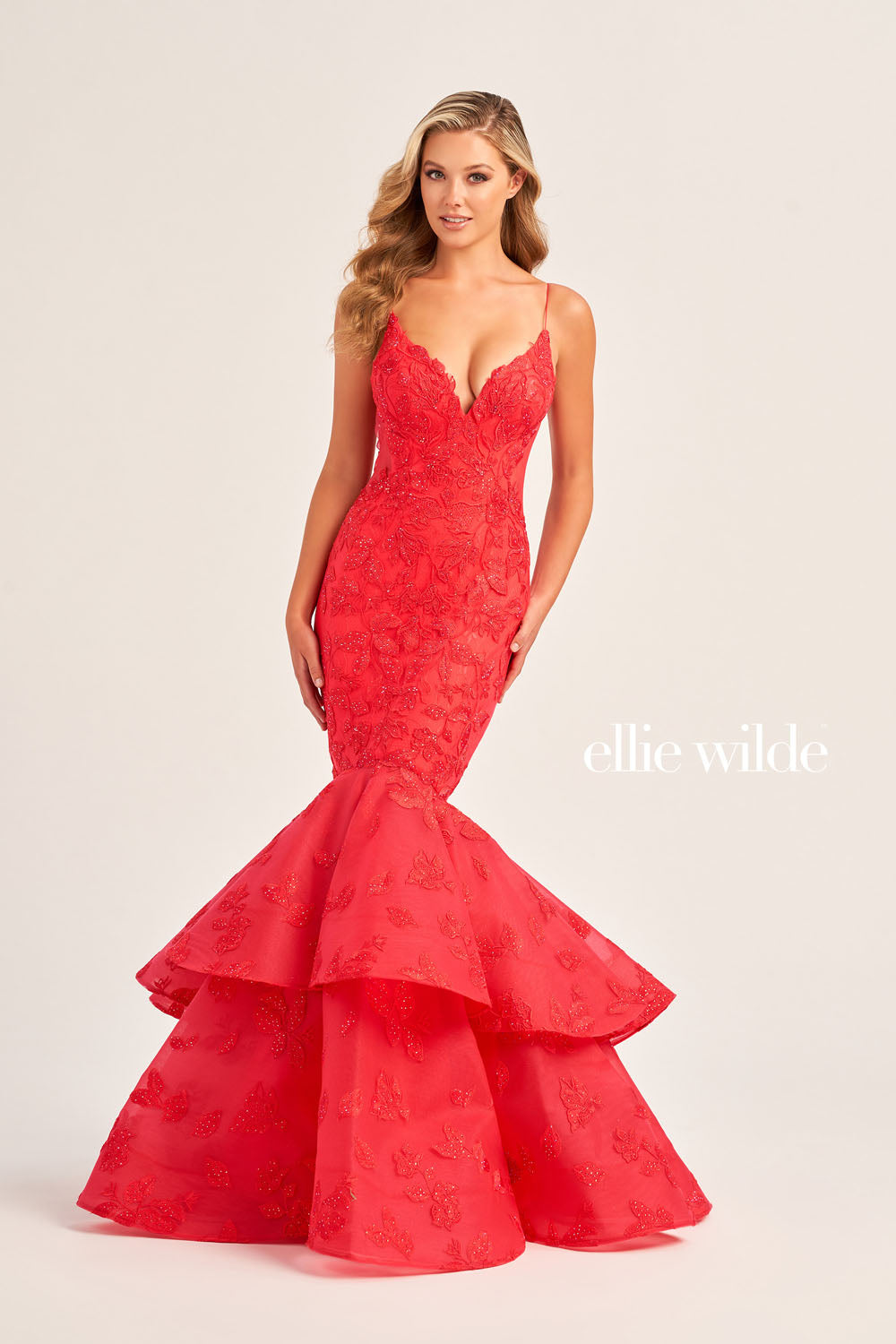 Ellie Wilde EW35092 prom dress images.  Ellie Wilde EW35092 is available in these colors: Magenta, Emerald, Strawberry, Navy Blue.