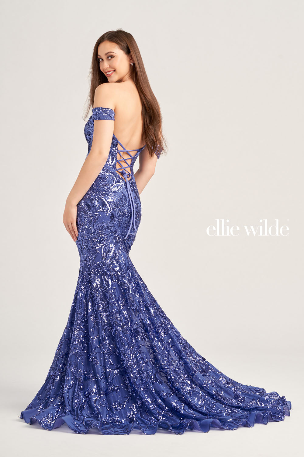 Ellie Wilde EW35094 prom dress images.  Ellie Wilde EW35094 is available in these colors: Dusk, Black, Ruby.