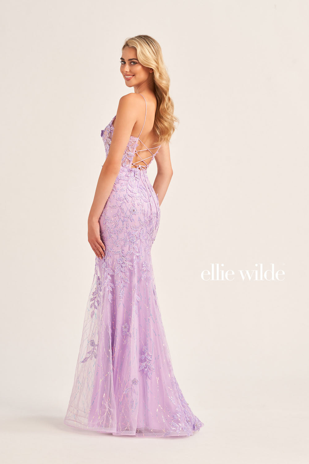 Ellie Wilde EW35110 prom dress images.  Ellie Wilde EW35110 is available in these colors: Hot Pink, Lilac, Red.