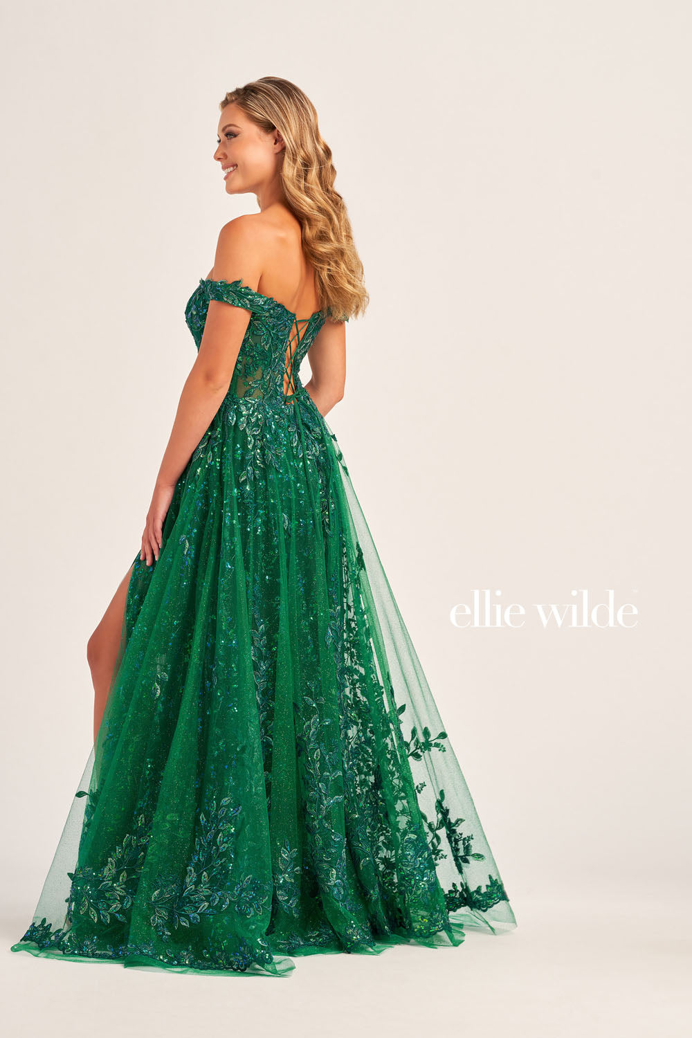 Ellie Wilde EW35116 prom dress images.  Ellie Wilde EW35116 is available in these colors: Light Blue, Emerald.