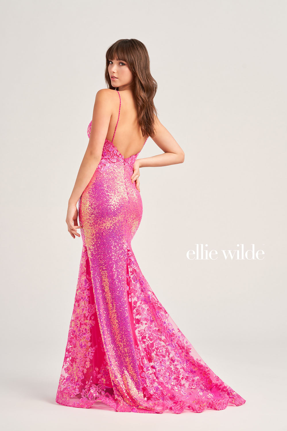 Ellie Wilde EW35202 prom dress images.  Ellie Wilde EW35202 is available in these colors: Hot Pink, Light Blue, Navy Blue.