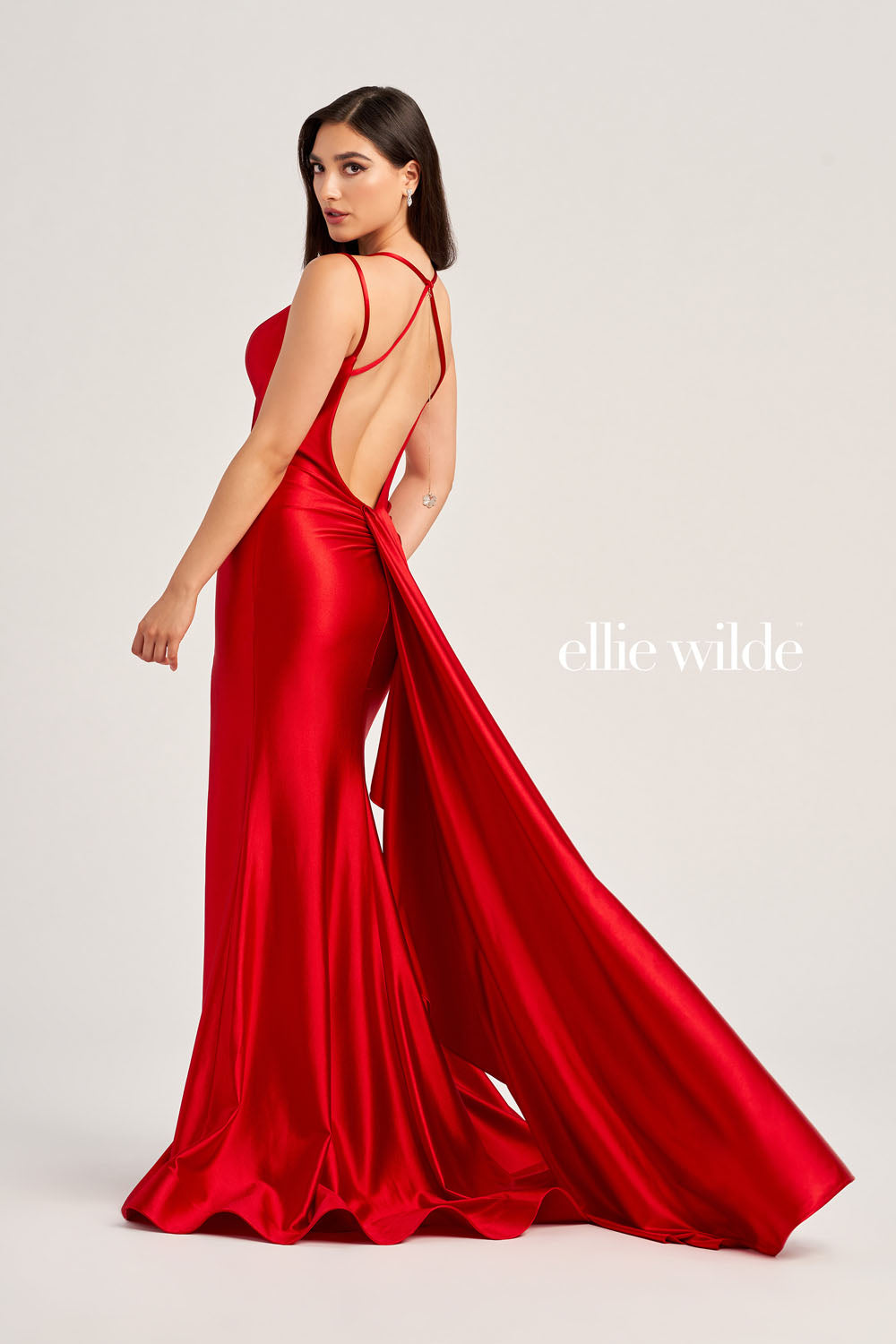 Ellie Wilde EW35212 prom dress images.  Ellie Wilde EW35212 is available in these colors: Red, Lilac, Royal Blue, Dark Purple, Hot Pink.