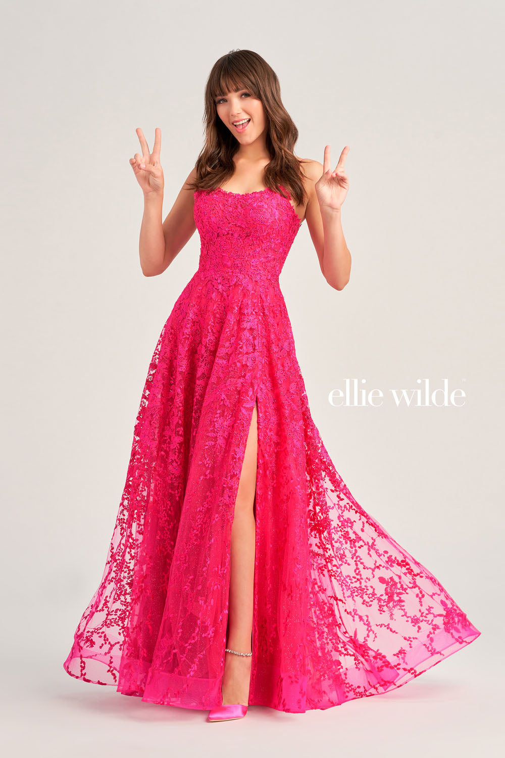 Ellie Wilde EW35222 prom dress images.  Ellie Wilde EW35222 is available in these colors: Magenta, Light Blue, Emerald, Royal Blue, Navy Blue, Sage.