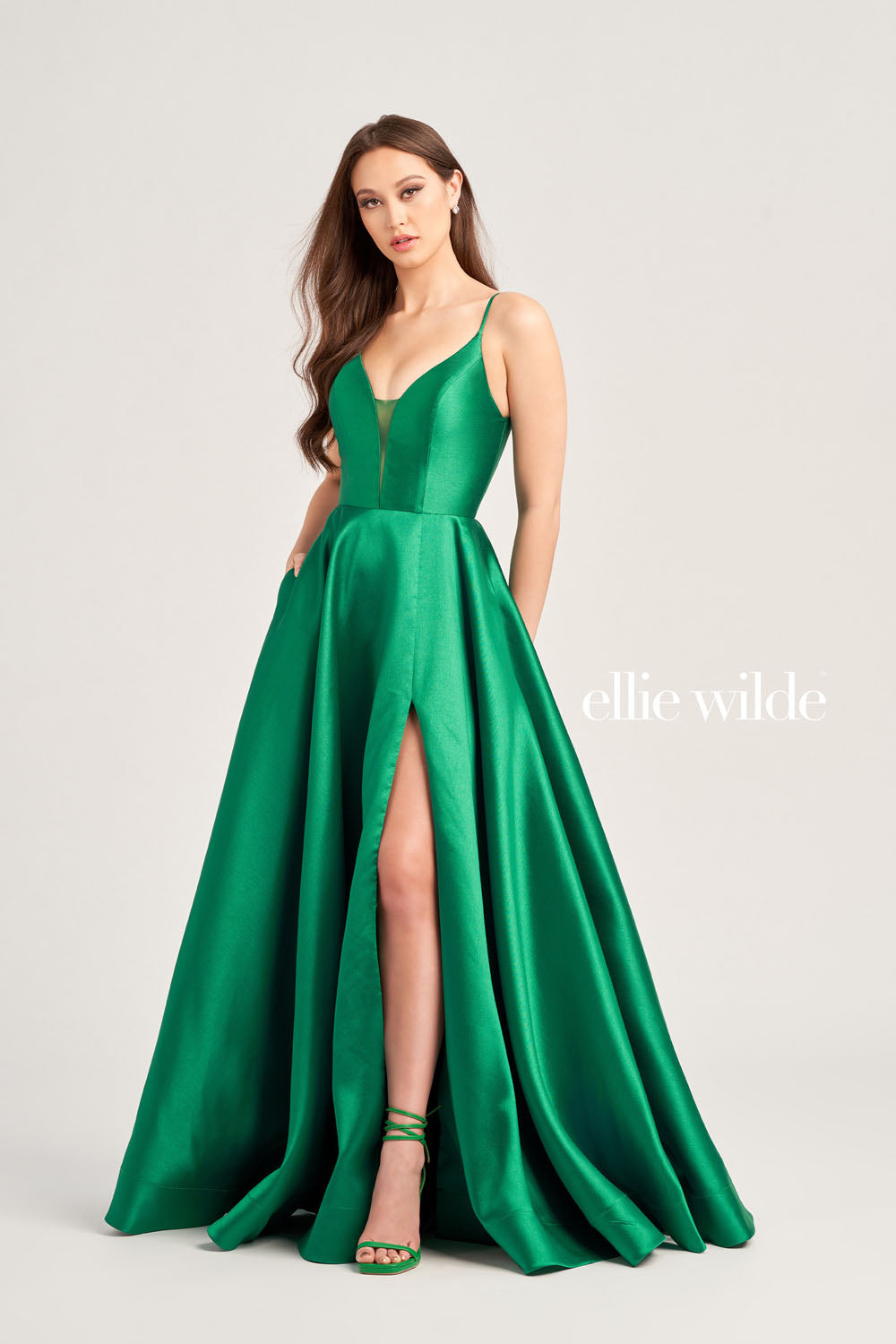 Ellie Wilde EW35232 prom dress images.  Ellie Wilde EW35232 is available in these colors: Emerald, Navy Blue, Teal, Royal Blue, Magenta.