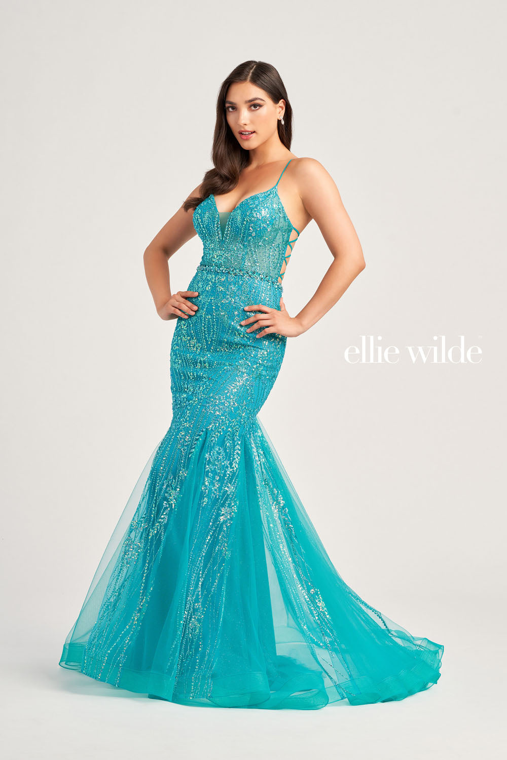 Ellie Wilde EW35236 prom dress images.  Ellie Wilde EW35236 is available in these colors: Sea Glass, Steel Blue .