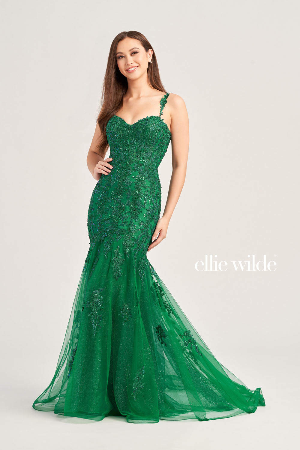 Ellie Wilde EW35238 prom dress images.  Ellie Wilde EW35238 is available in these colors: Bluebell, Hot Pink, Dark Champagne, Emerald.