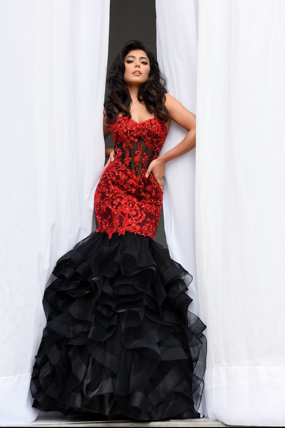 Jasz Couture 7025 prom dress images.  Jasz Couture 7025 is available in these colors: Black Red, Wine, Yellow.