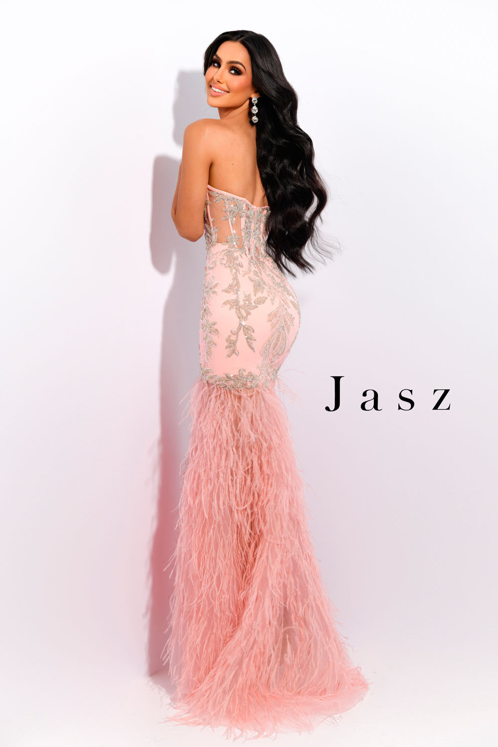 Jasz Couture 7396 prom dress images.  Jasz Couture 7396 is available in these colors: Black Gold,  Nude White.