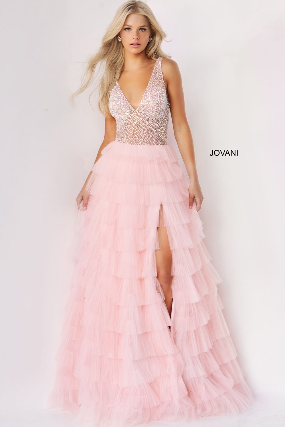 Jovani 07235 Blush prom dresses images.