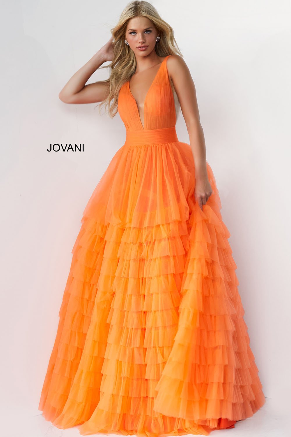 Jovani 07264 prom dress images.  Jovani style 07264 is available in these colors: Orange, Blush, Lilac, White .