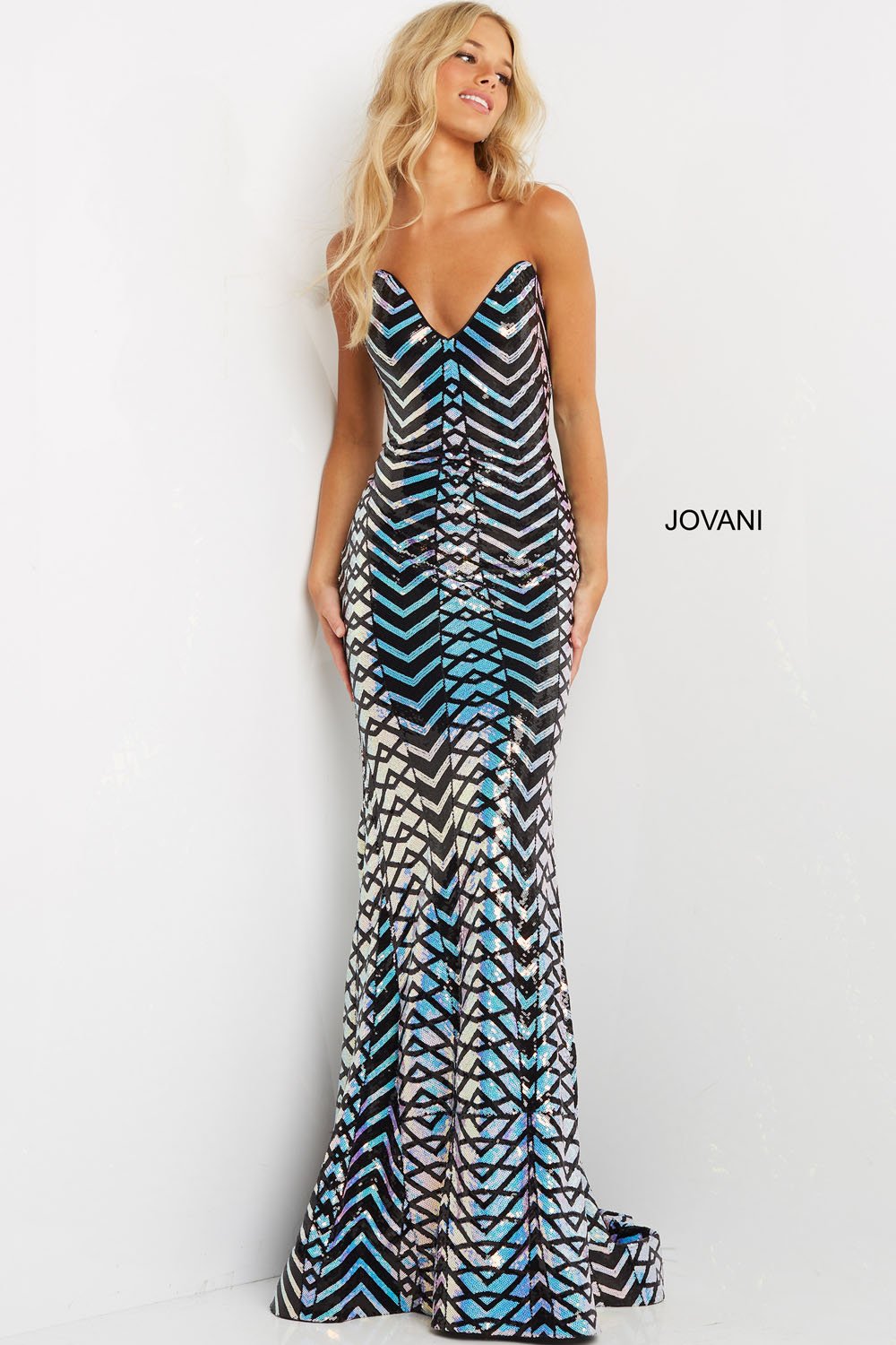 Jovani 07285 prom dress images.  Jovani style 07285 is available in these colors: Lilac Multi.