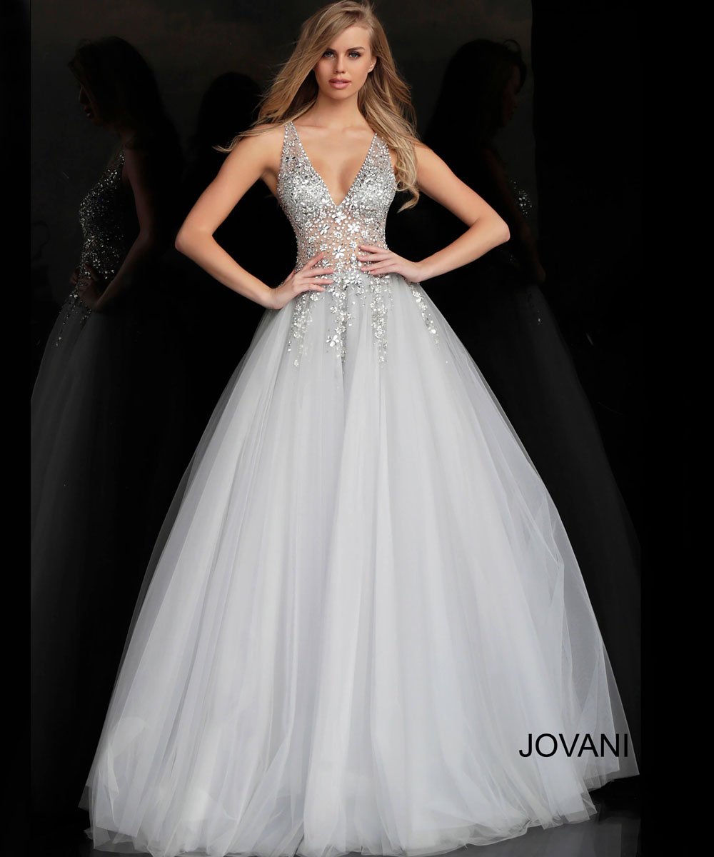 Jovani 65379 prom dress images.  Jovani 65379 is available in these colors: Grey, Lilac.