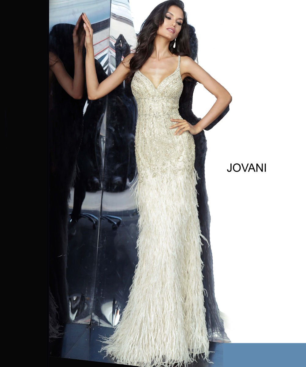 Jovani 68827 prom dress images.  Jovani 68827 is available in these colors: Cream.