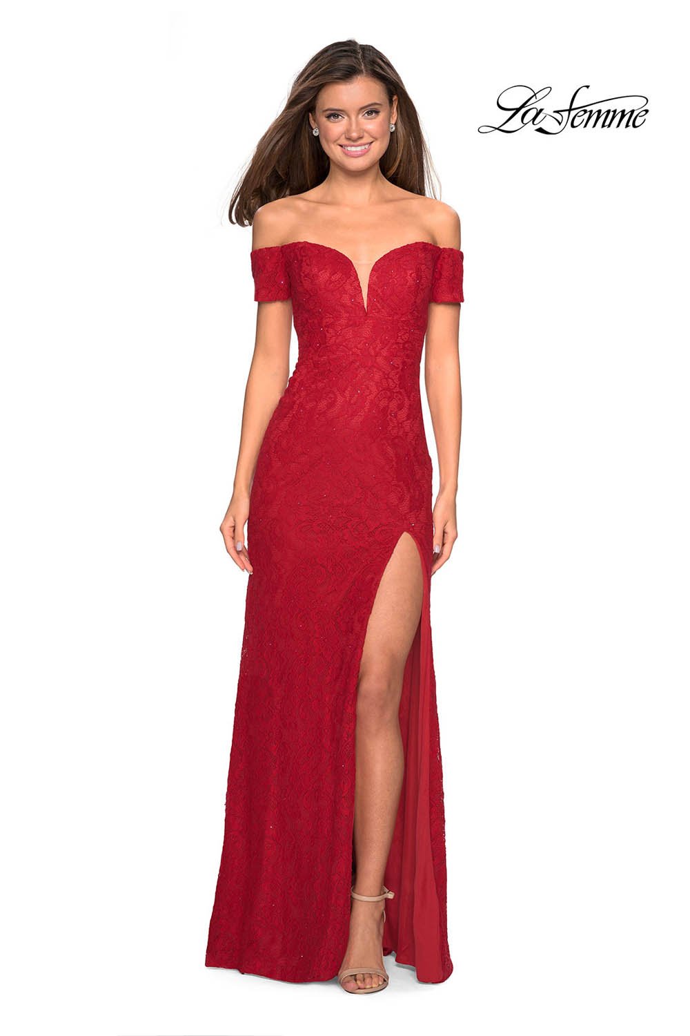 La Femme 26998 prom dress images.  La Femme 26998 is available in these colors: Deep Red, Navy, Periwinkle.