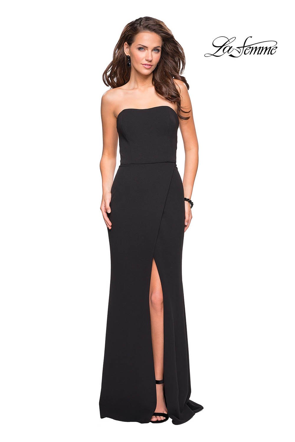 La Femme 27035 prom dress images.  La Femme 27035 is available in these colors: Black, White.